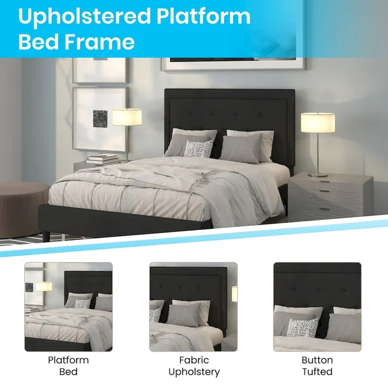 Lit plateforme capitonné avec matelas à ressorts ensachés de 25 cm