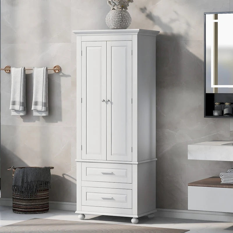 Meuble de rangement haut blanc avec deux tiroirs
