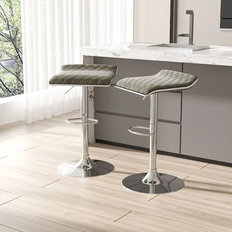 Lot de 4 tabourets de bar pivotants sans dossier en similicuir réglables en hauteur | Structure en métal | 150 kg | 5 couleurs