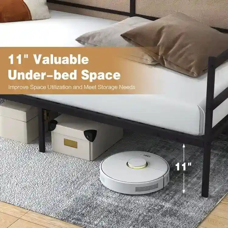 Cadre de lit de repos métallique de taille double pour salon ou chambre à coucher