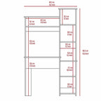 Bureau avec bibliothèque à 6 étagères, table pour ordinateur portable, armoire intégrée