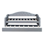 Lit de repos en velours touffeté double avec lit gigogne | Chargement USB et Type-C | Cadre en MDF | Pas besoin de sommier tapissier