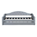 Lit de repos en velours touffeté double avec lit gigogne | Chargement USB et Type-C | Cadre en MDF | Pas besoin de sommier tapissier