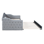 Lit de repos en velours touffeté double avec lit gigogne | Chargement USB et Type-C | Cadre en MDF | Pas besoin de sommier tapissier