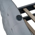 Lit de repos en velours touffeté double avec lit gigogne | Chargement USB et Type-C | Cadre en MDF | Pas besoin de sommier tapissier