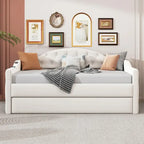 Lit de repos en velours touffeté double avec lit gigogne | Chargement USB et Type-C | Cadre en MDF | Pas besoin de sommier tapissier