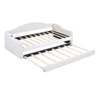 Lit de repos en velours touffeté double avec lit gigogne | Chargement USB et Type-C | Cadre en MDF | Pas besoin de sommier tapissier