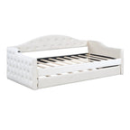 Lit de repos en velours touffeté double avec lit gigogne | Chargement USB et Type-C | Cadre en MDF | Pas besoin de sommier tapissier