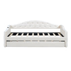 Lit de repos en velours touffeté double avec lit gigogne | Chargement USB et Type-C | Cadre en MDF | Pas besoin de sommier tapissier