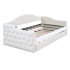 Lit de repos en velours touffeté double avec lit gigogne | Chargement USB et Type-C | Cadre en MDF | Pas besoin de sommier tapissier