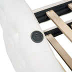 Lit de repos en velours touffeté double avec lit gigogne | Chargement USB et Type-C | Cadre en MDF | Pas besoin de sommier tapissier