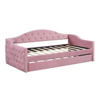 Lit de repos en velours touffeté double avec lit gigogne | Chargement USB et Type-C | Cadre en MDF | Pas besoin de sommier tapissier