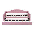 Lit de repos en velours touffeté double avec lit gigogne | Chargement USB et Type-C | Cadre en MDF | Pas besoin de sommier tapissier