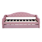 Lit de repos en velours touffeté double avec lit gigogne | Chargement USB et Type-C | Cadre en MDF | Pas besoin de sommier tapissier