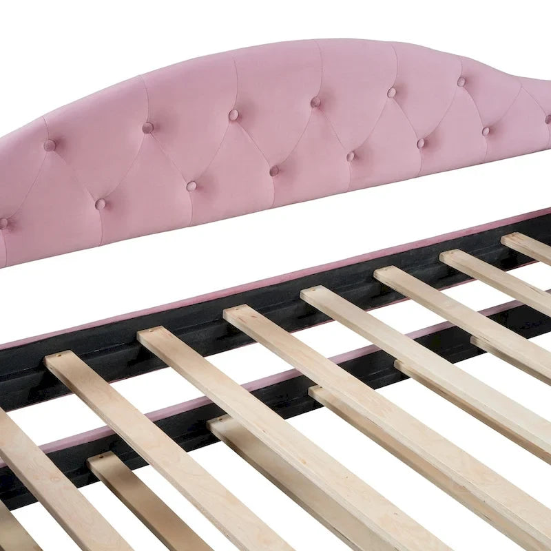 Lit de repos en velours touffeté double avec lit gigogne | Chargement USB et Type-C | Cadre en MDF | Pas besoin de sommier tapissier