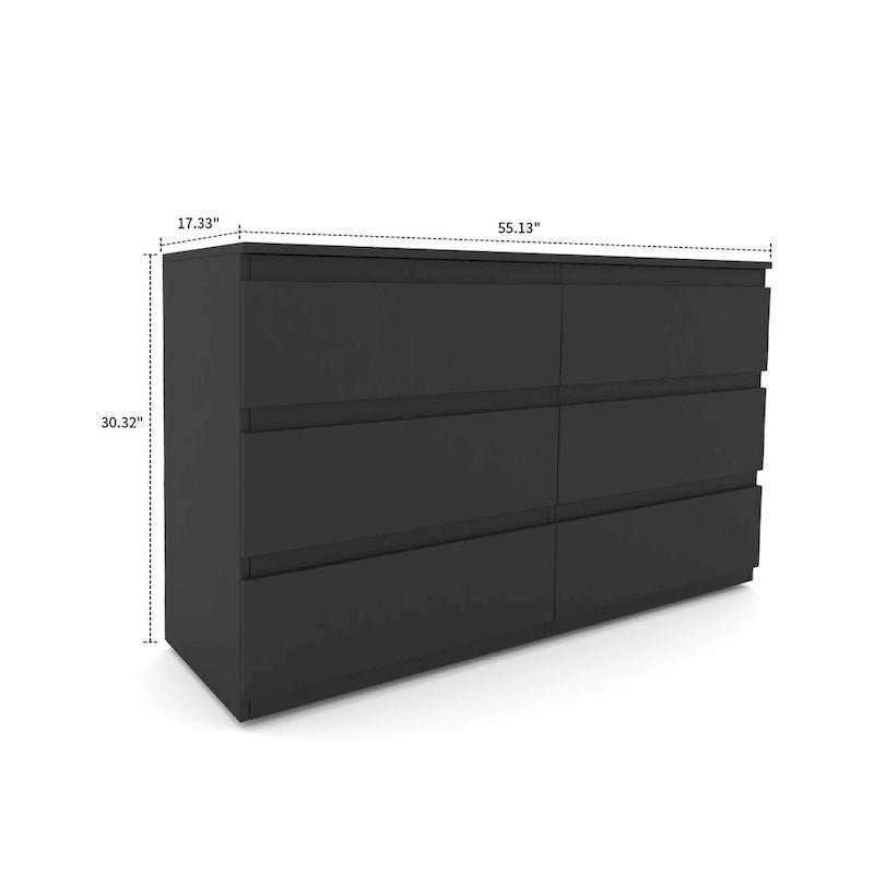 Commode de rangement minimaliste en bois à six tiroirs