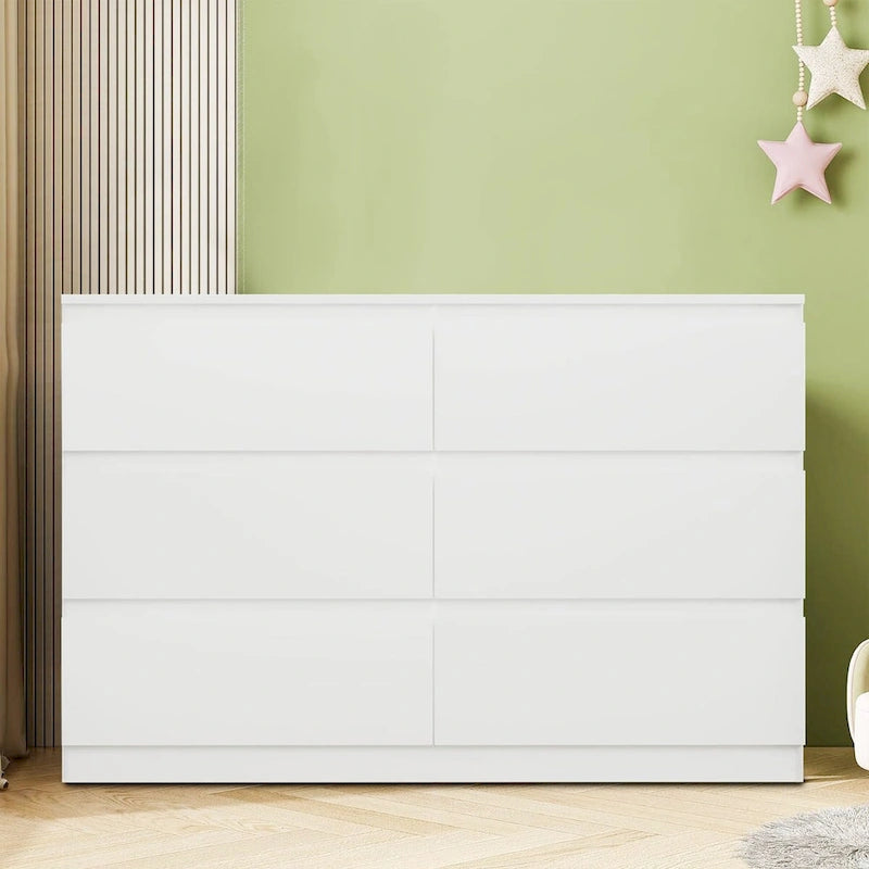 Commode de rangement minimaliste en bois à six tiroirs