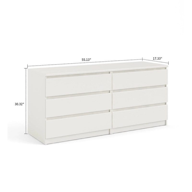 Commode de rangement minimaliste en bois à six tiroirs