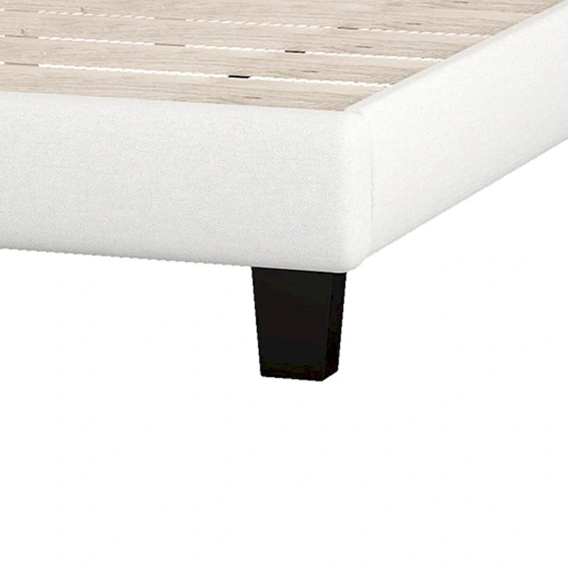 Lit plateforme rembourré avec tête de lit capitonnée en losanges | Lin de polyester | Lattes en bois | Grand lit/Très grand lit