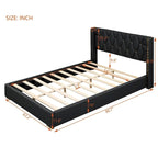Lit plateforme pleine grandeur en cuir avec cadre en bois