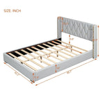 Lit plateforme pleine grandeur en cuir avec cadre en bois