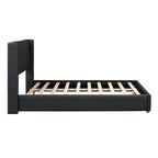 Lit plateforme pleine grandeur en cuir avec cadre en bois