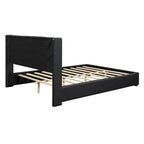Lit plateforme pleine grandeur en cuir avec cadre en bois
