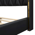 Lit plateforme pleine grandeur en cuir avec cadre en bois