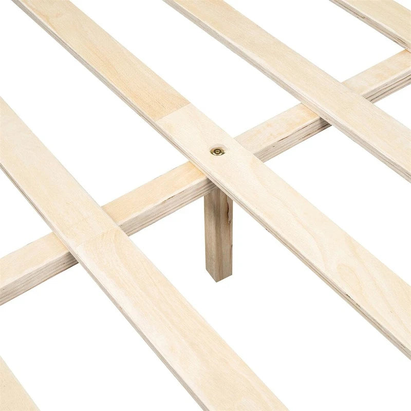 Lit plateforme pleine grandeur en cuir avec cadre en bois