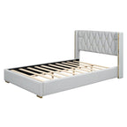 Lit plateforme pleine grandeur en cuir avec cadre en bois