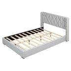 Lit plateforme pleine grandeur en cuir avec cadre en bois