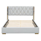 Lit plateforme pleine grandeur en cuir avec cadre en bois