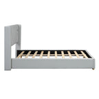 Lit plateforme pleine grandeur en cuir avec cadre en bois