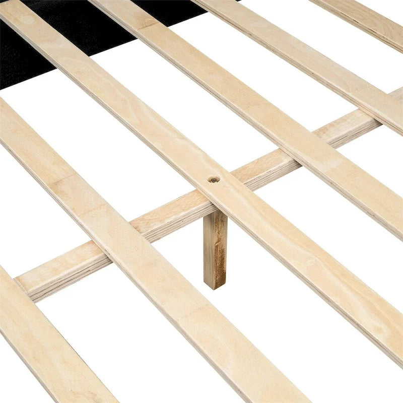 Lit plateforme pleine grandeur en cuir avec cadre en bois