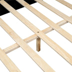 Lit plateforme pleine grandeur en cuir avec cadre en bois