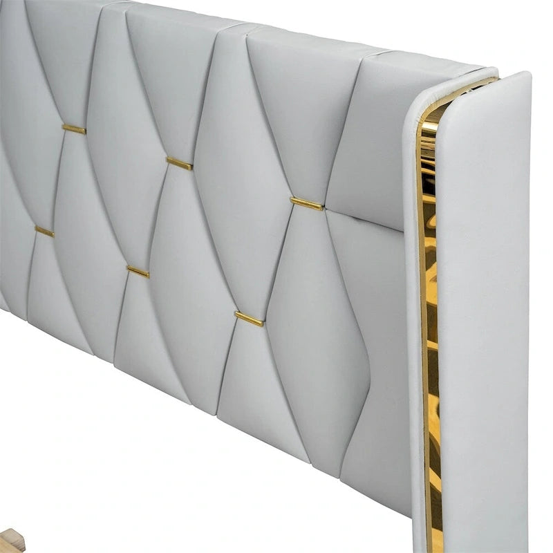 Lit plateforme pleine grandeur en cuir avec cadre en bois