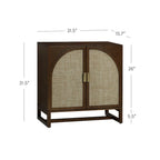 Meuble de rangement bohème en bois avec portes cintrées en rotin | Étagères réglables | Pieds en bois massif | Salon