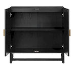 Meuble de rangement bohème en bois avec portes cintrées en rotin | Étagères réglables | Pieds en bois massif | Salon
