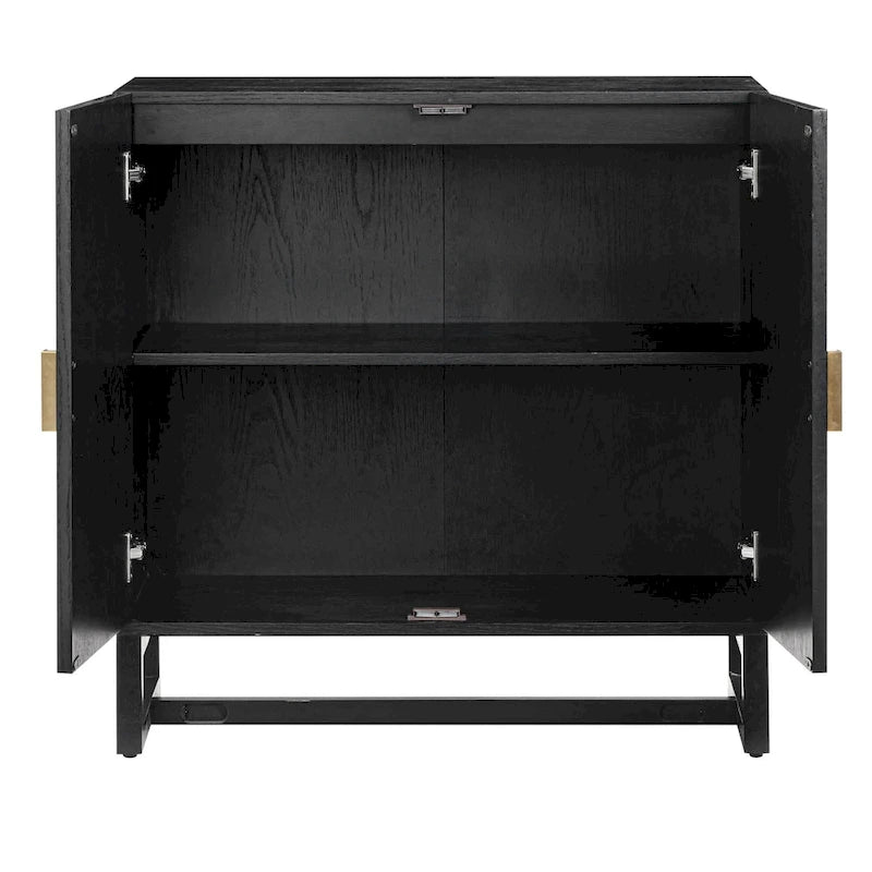 Meuble de rangement bohème en bois avec portes cintrées en rotin | Étagères réglables | Pieds en bois massif | Salon