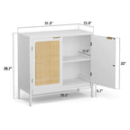 Buffet vaisselier en rotin et bois blanc | 2 portes | Étagère réglable | Style bohème | MDF