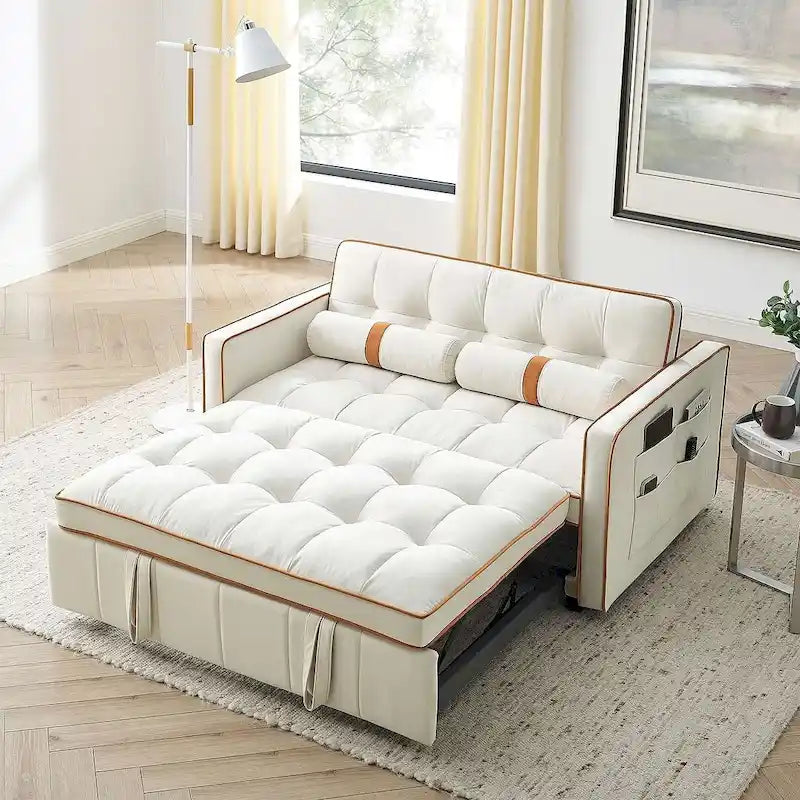 Canapé-lit réglable moderne de 55,5 cm en velours avec poches latérales