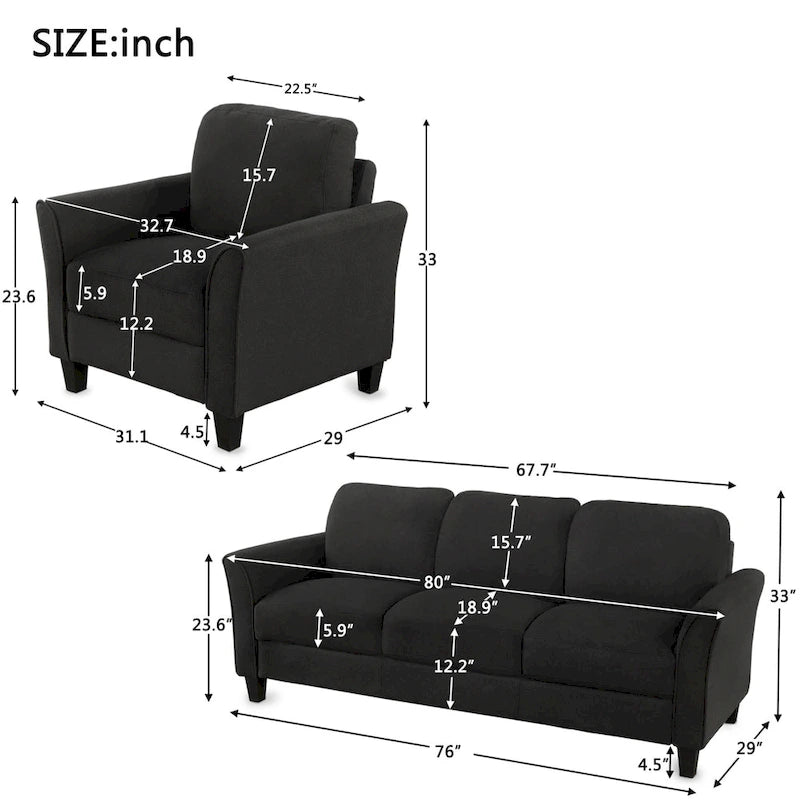 Chaise et canapé 3 places pour le salon