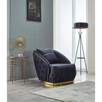 Ensemble canapé 3 places capitonné, causeuse et fauteuil | Accoudoirs Chester | Pieds dorés | Style classique moderne