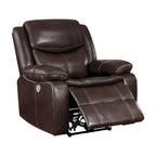Fauteuil inclinable électrique marron foncé | Similicuir | Accoudoirs coussinés | Port USB | Ressorts en S et ressorts ensachés