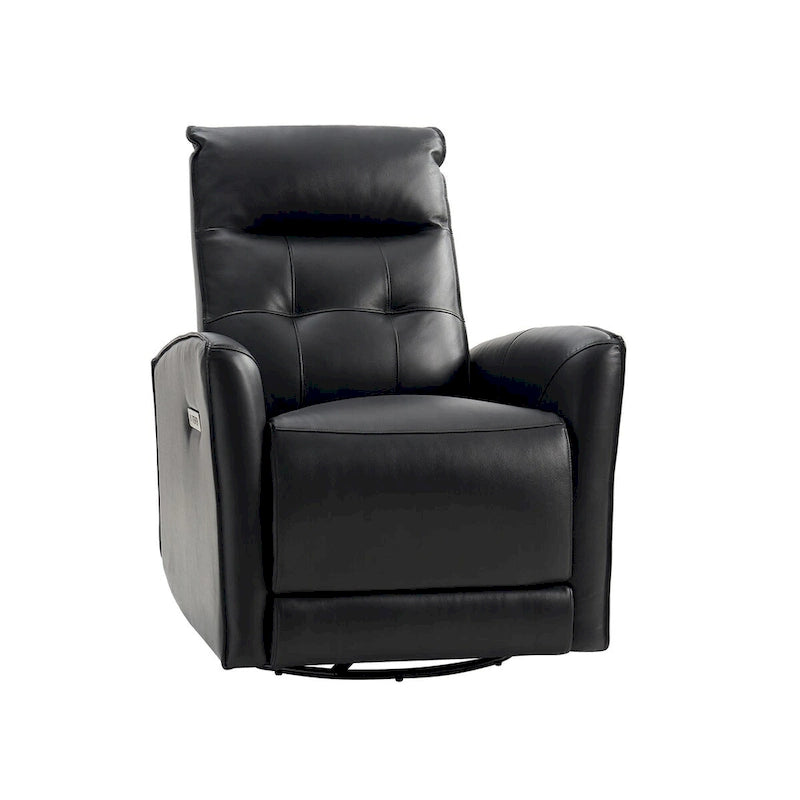 Fauteuil inclinable électrique en cuir véritable | Appuie-tête et repose-pieds électriques | Port USB | 150 kg | Pivotant et à bascule