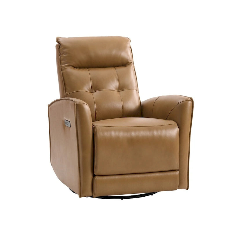 Fauteuil inclinable électrique en cuir véritable | Appuie-tête et repose-pieds électriques | Port USB | 150 kg | Pivotant et à bascule