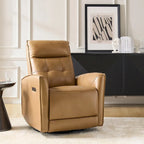 Fauteuil inclinable électrique en cuir véritable | Appuie-tête et repose-pieds électriques | Port USB | 150 kg | Pivotant et à bascule