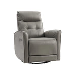 Fauteuil inclinable électrique en cuir véritable | Appuie-tête et repose-pieds électriques | Port USB | 150 kg | Pivotant et à bascule