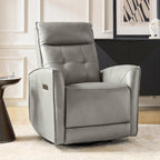 Fauteuil inclinable électrique en cuir véritable | Appuie-tête et repose-pieds électriques | Port USB | 150 kg | Pivotant et à bascule