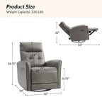 Fauteuil inclinable électrique en cuir véritable | Appuie-tête et repose-pieds électriques | Port USB | 150 kg | Pivotant et à bascule